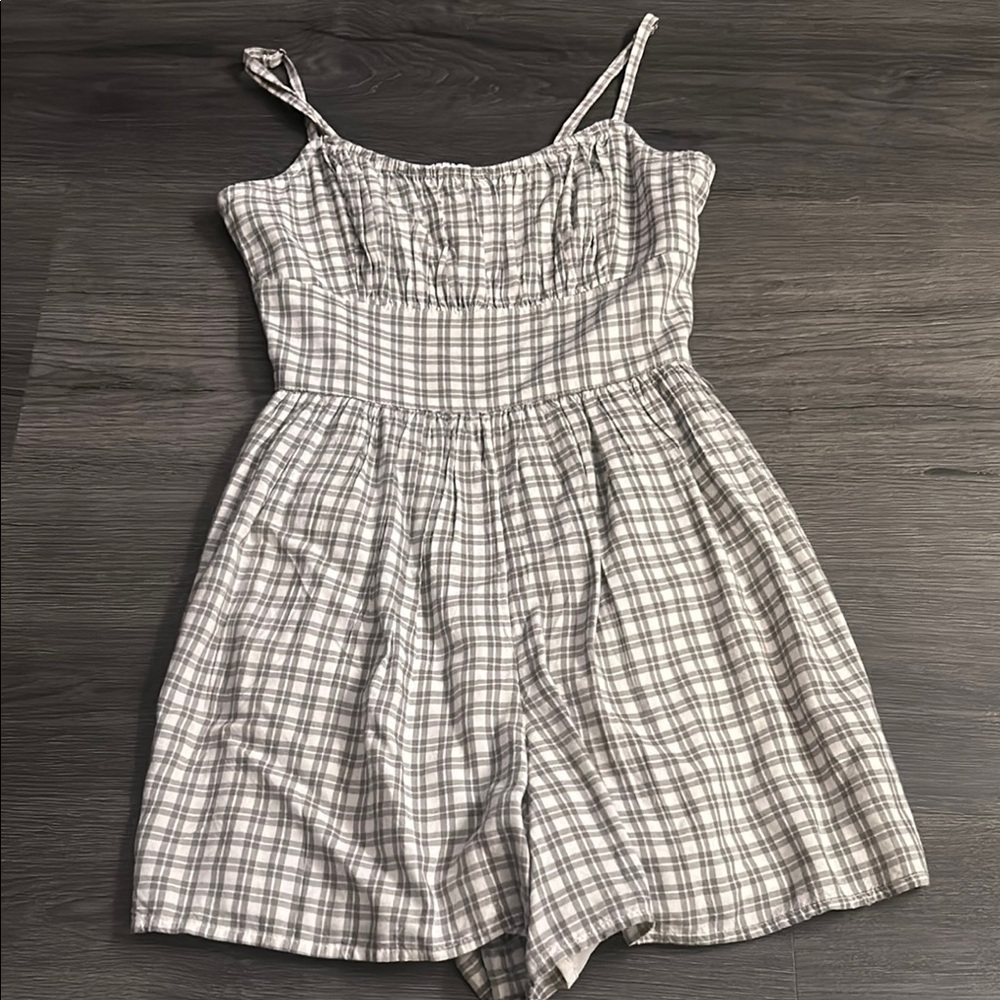 plaid open back romper from hollister